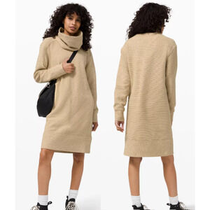 Lululemon On Repeat Textured Sweater Dress with Removable Collar Beige Women's 4
